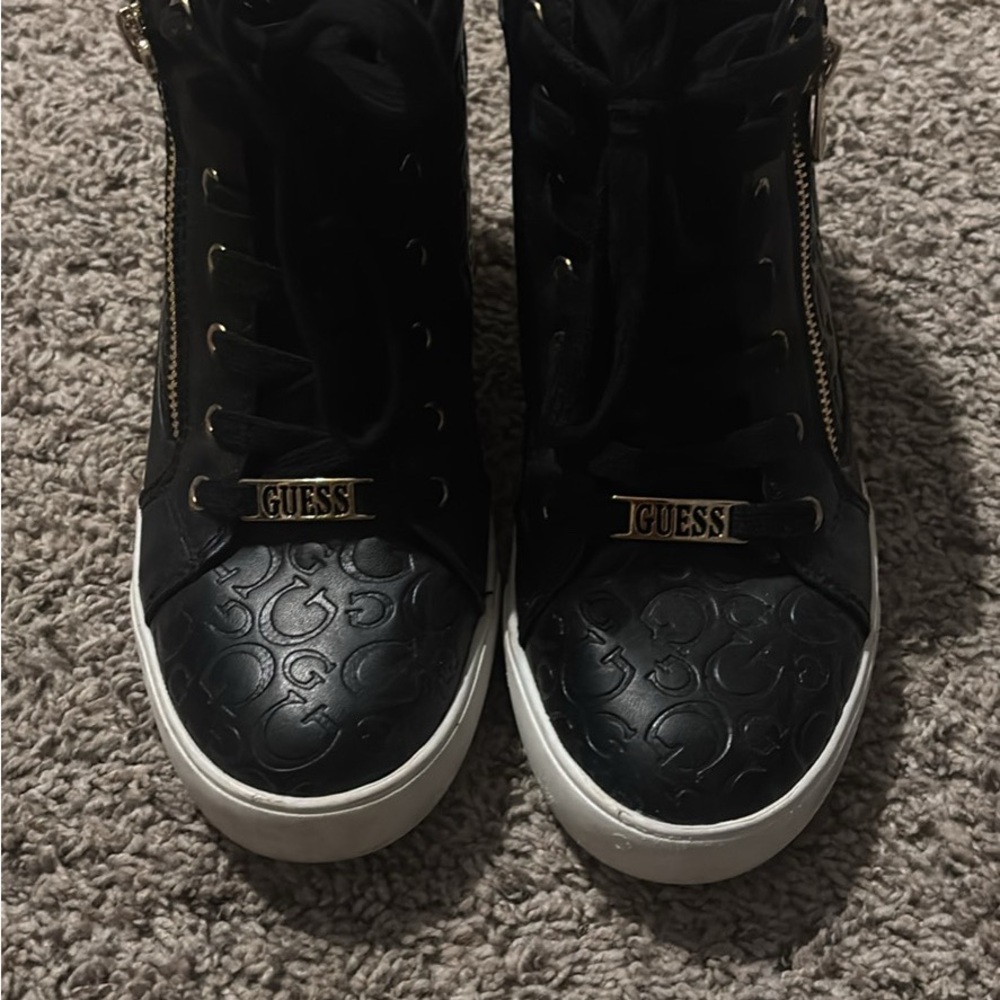 Guess Black and White High-Top Sneakers with Sparkly Finish - Picture 2 of 3